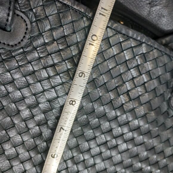 Vintage Valentina Women's Black Wicker Leather Bucket Shoulder Bag - Picture 11 of 12